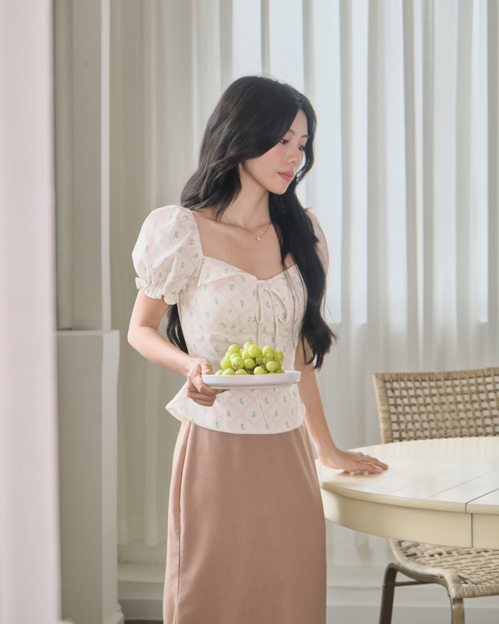  LINEN ALINE SKIRT - BROWN 