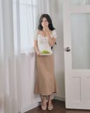  LINEN ALINE SKIRT - BROWN 