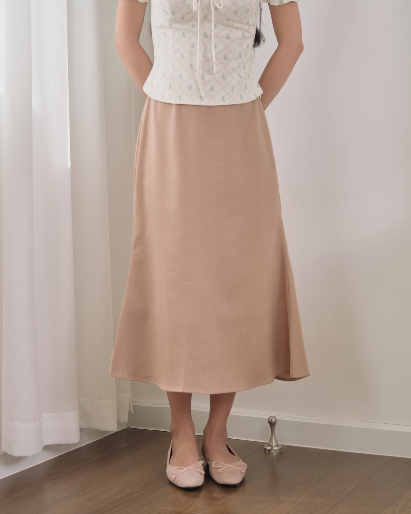 LINEN ALINE SKIRT - BROWN 