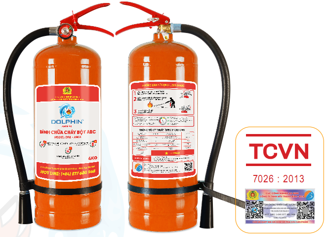  Bình chữa cháy bột ABC Dolphin DPA-ABC4 có tem kiểm định 