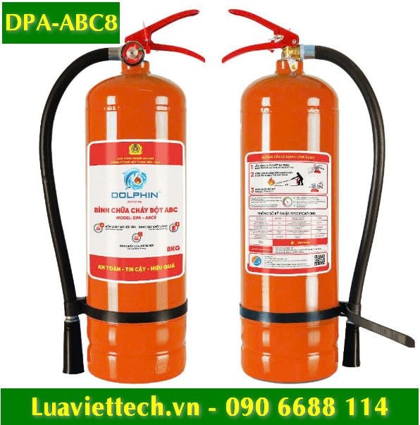  Bình chữa cháy bột ABC Dolphin DPA-ABC8 có tem kiểm định 