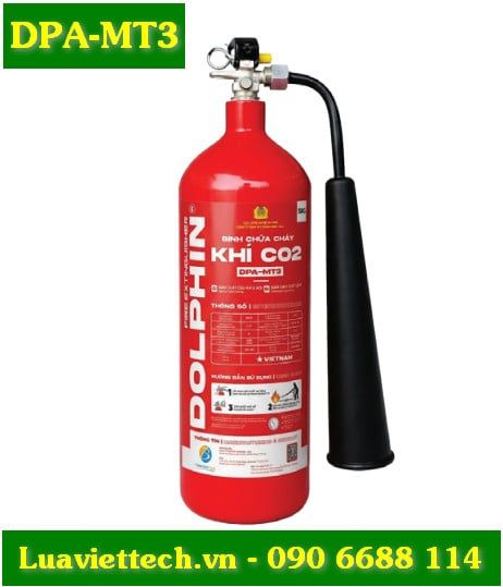  Bình chữa cháy khí CO2 3kg Dolphin DPA-MT3 có tem kiểm định 