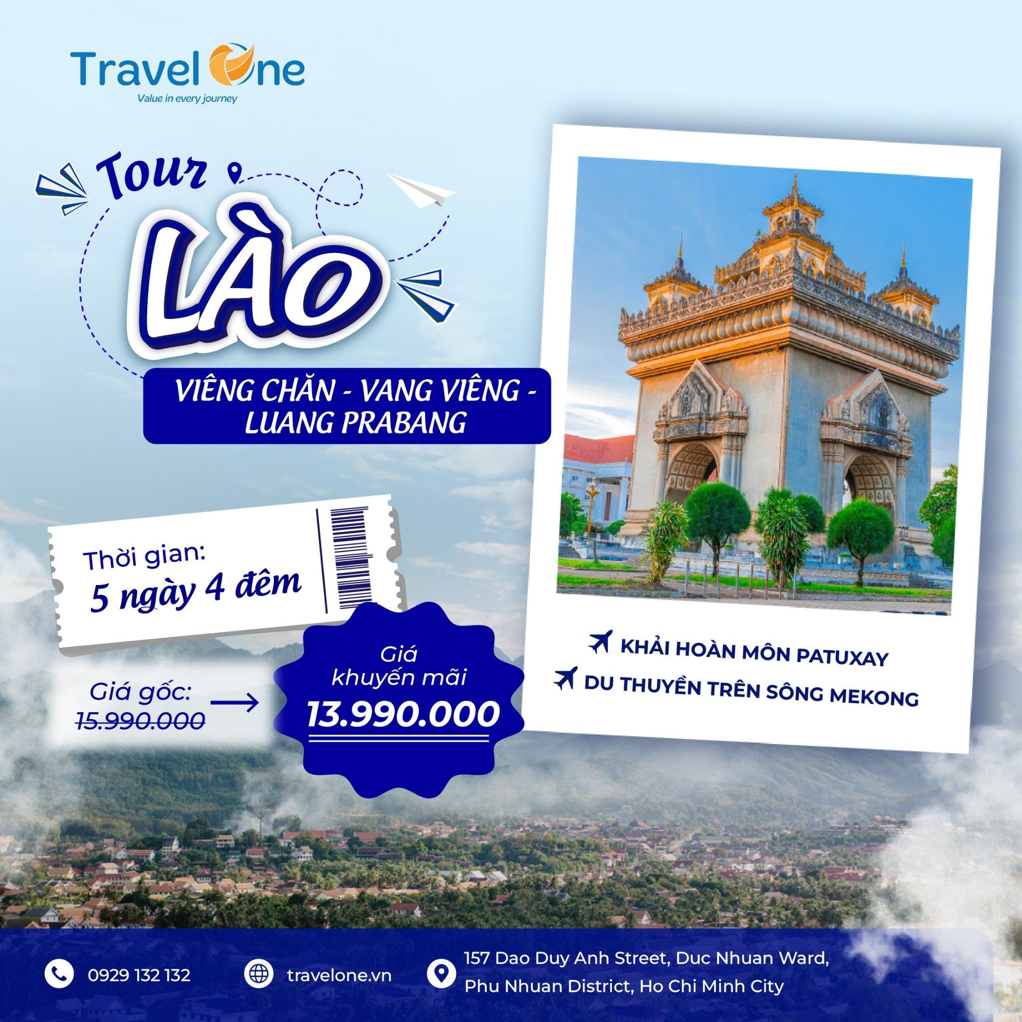  LÀO 5N4Đ VIÊNG CHĂN - VANG VIÊNG - LUANG PRABANG 