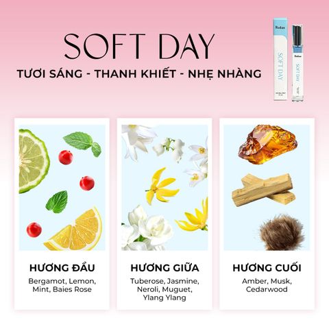 [Set quà tặng] Combo 3 chai nước hoa Pure Soul, Soft Day, Love Note dung tích 10ml nhà Rodian