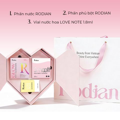 [SET QUÀ TẶNG] Combo Phấn Nước Rodian Glow Fit R01, Phấn Phủ Bột Rodian Smooth Feathery Powder 01 và 01 Vial Nước Hoa Rodian Love Note 1.8ml