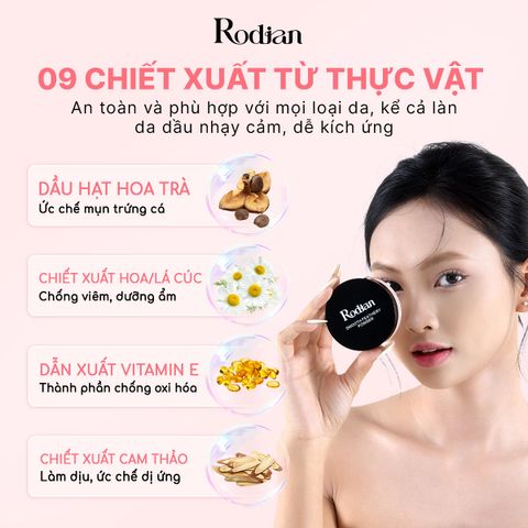 PHẤN PHỦ BỘT KIỀM DẦU RODIAN MỊN LÌ TỰ NHIÊN, LÀNH TÍNH TỪ 09 LOẠI THỰC VẬT