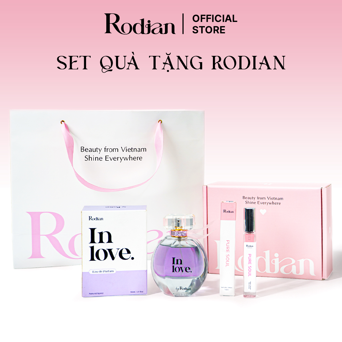 [Set quà tặng] Combo 2 chai nước hoa In Love 50ml và Pure Soul 10ml nhà Rodian