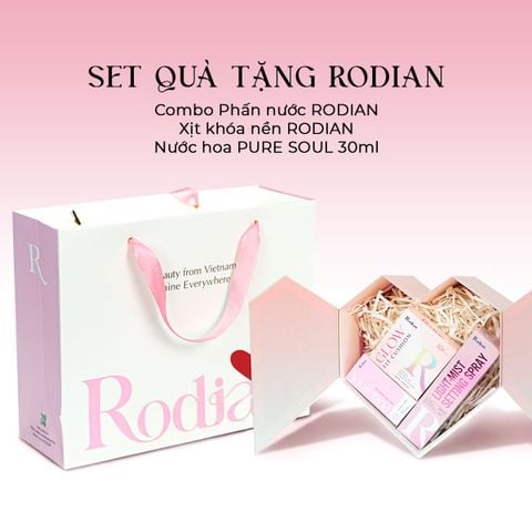 [SET QUÀ TẶNG] Combo Phấn Nước Rodian Glow Fit R01, Xịt Khóa Nền RODIAN LIGHT - MIST SETTING SPRAY Soft matte loại 80ml và Nước Hoa Rodian Pure Soul 30ml