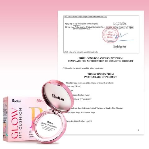 [SET QUÀ TẶNG] Combo Phấn Nước Rodian Glow Fit R01, Phấn Phủ Bột Rodian Smooth Feathery Powder 01 và 01 Vial Nước Hoa Rodian Love Note 1.8ml