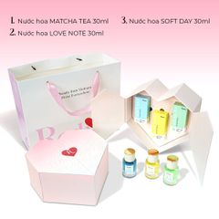 [SET QUÀ TẶNG] Combo 3 chai nước hoa Love Note, Soft Day, Matcha Tea dung tích 30ml