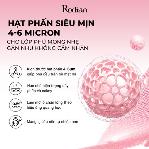PHẤN PHỦ BỘT KIỀM DẦU RODIAN MỊN LÌ TỰ NHIÊN, LÀNH TÍNH TỪ 09 LOẠI THỰC VẬT