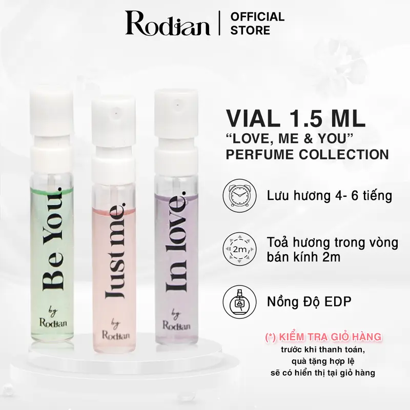 [VIAL TRẢI NGHIỆM] Nước Hoa Rodian In Love , Just Me, Be You Trẻ trung, Tinh tế, Dành Cho Nữ Thơm Lâu Lưu Hương 4-6 Giờ Xịt Thơm Perfume Cosmetics