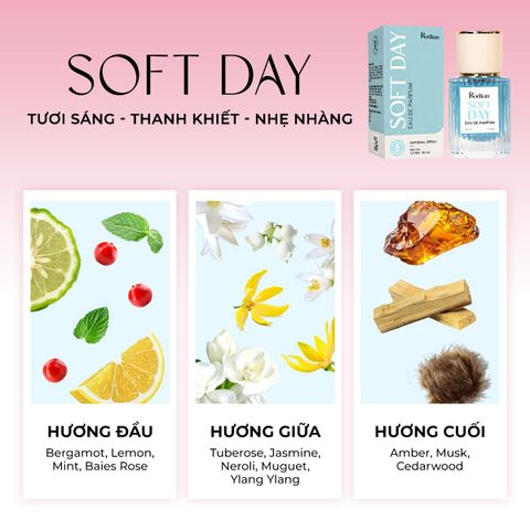 [Set quà tặng tình yêu] Combo 02 chai Nước hoa nữ Rodian Love Note, Soft Day dung tích 30ml