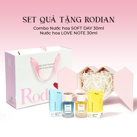 [Set quà tặng tình yêu] Combo 02 chai Nước hoa nữ Rodian Love Note, Soft Day dung tích 30ml