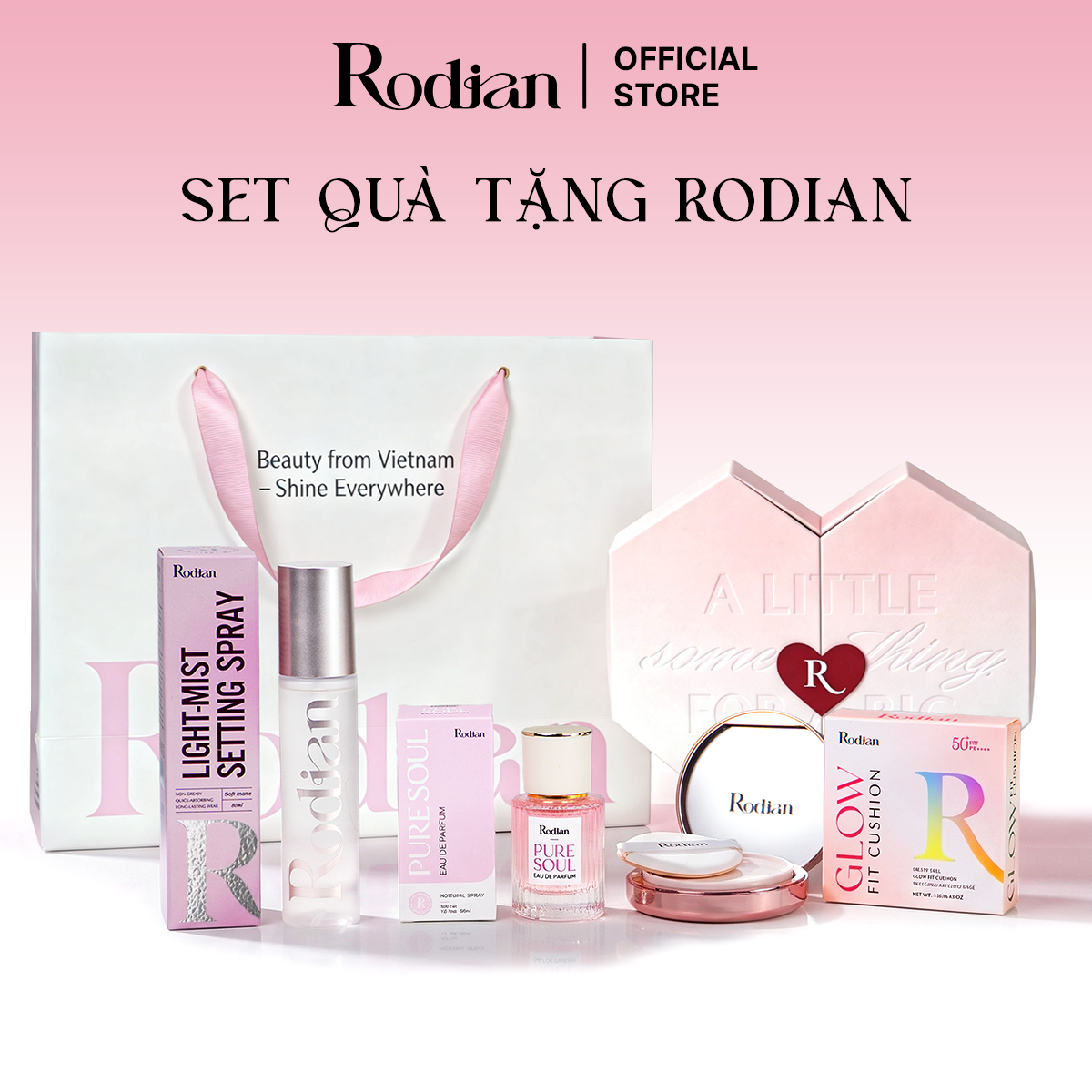 [SET QUÀ TẶNG] Combo Phấn Nước Rodian Glow Fit R01, Xịt Khóa Nền RODIAN LIGHT - MIST SETTING SPRAY Soft matte loại 80ml và Nước Hoa Rodian Pure Soul 30ml