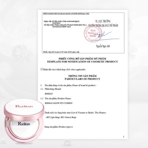 PHẤN NƯỚC RODIAN GLOW FIT CUSHION CHE PHỦ HOÀN HẢO, MỎNG NHẸ VÀ CHỐNG NẮNG SPF50+/PA++++