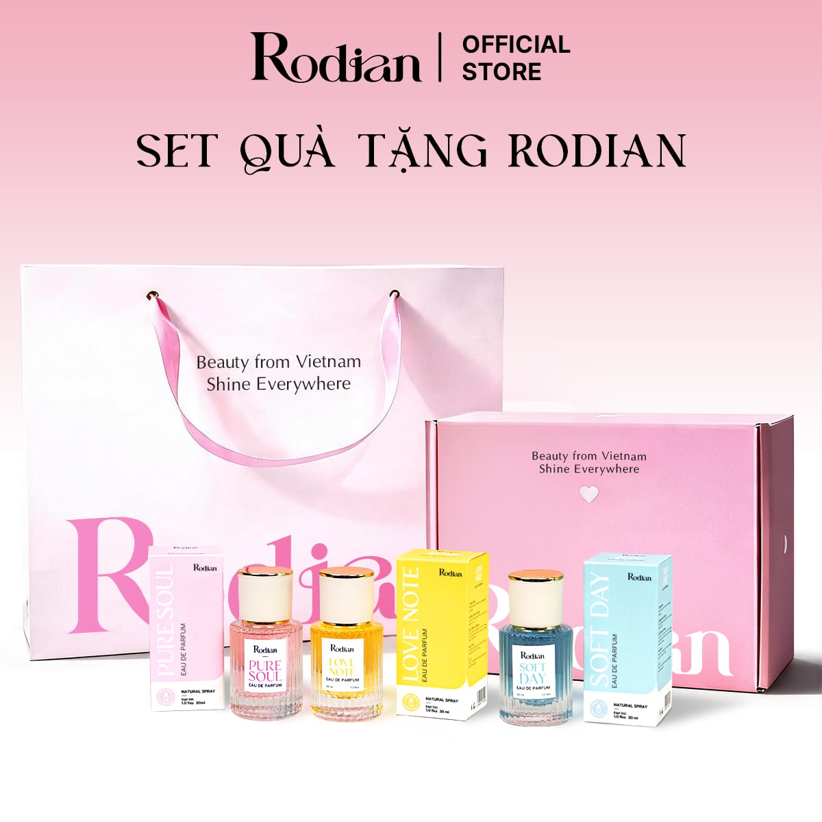 [Set quà tặng] Combo 3 chai nước hoa Pure Soul, Soft Day, Love Note dung tích 30ml nhà Rodian