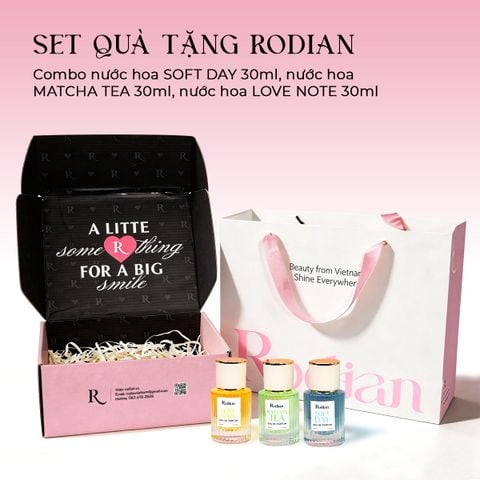 [Set quà tặng] Combo 3 chai nước hoa Soft Day, Love Note, Matcha Tea dung tích 30ml nhà Rodian