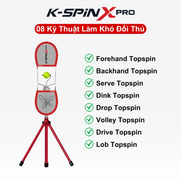 Bộ dụng cụ tập luyện 08 kỹ thuật Topspin Pickleball K-SpinX Pro