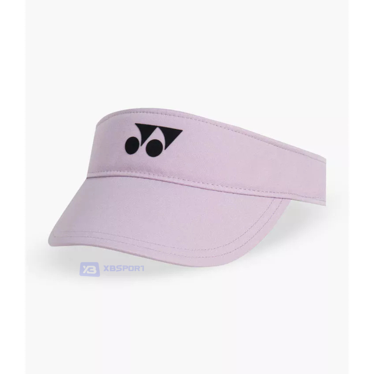 Nón nửa đầu Yonex màu tím sương nhạt, kiểu visor hở đỉnh, vành nón cong may hai đường chỉ, logo Yonex màu đen in nổi