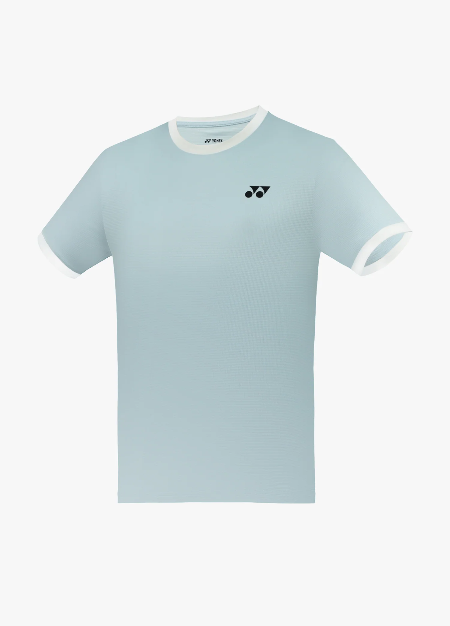 Áo cầu lông Yonex TRM3490 màu Baby Blue xanh da trời rất nhạt, thân trơn, bo cổ và bo cửa tay trắng