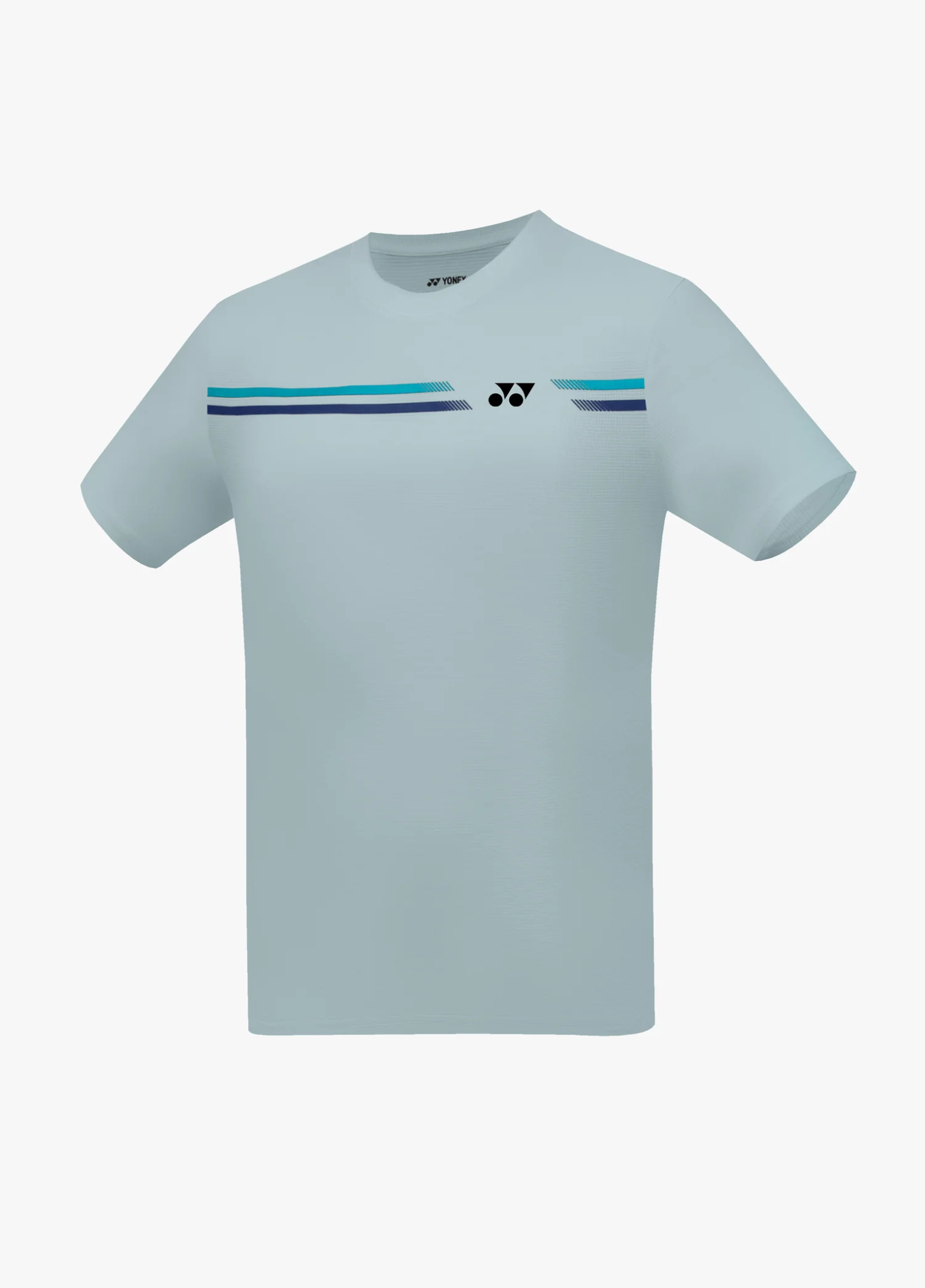 Áo cầu lông Yonex TRM3493 màu Baby Blue xanh da trời nhạt, hai đường sọc ngang xanh ngọc và navy chạy qua ngực