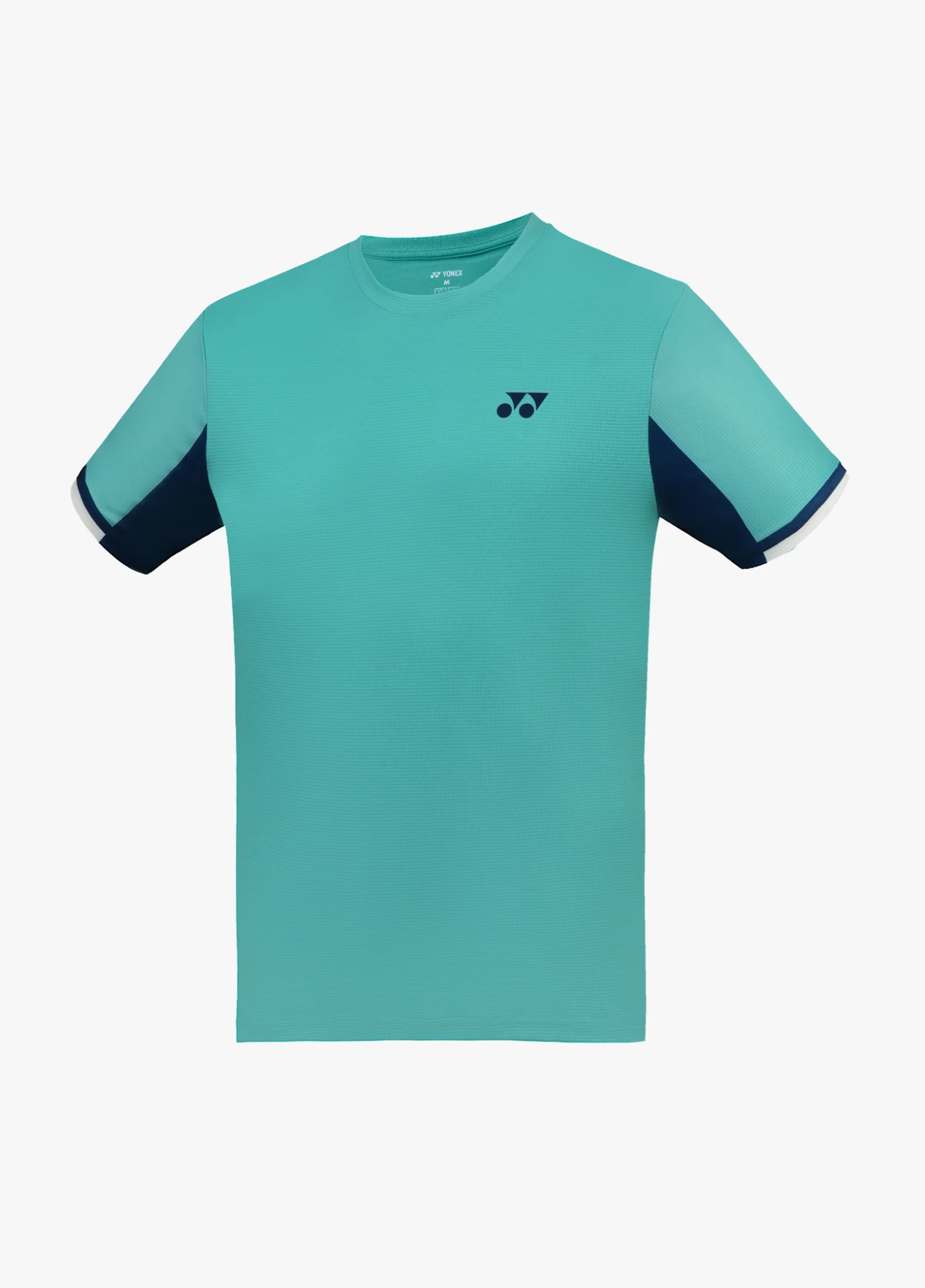 Áo cầu lông Yonex TRM3491 màu Cockatoo xanh ngọc turquoise, thân trơn, cửa tay phối khối navy viền trắng