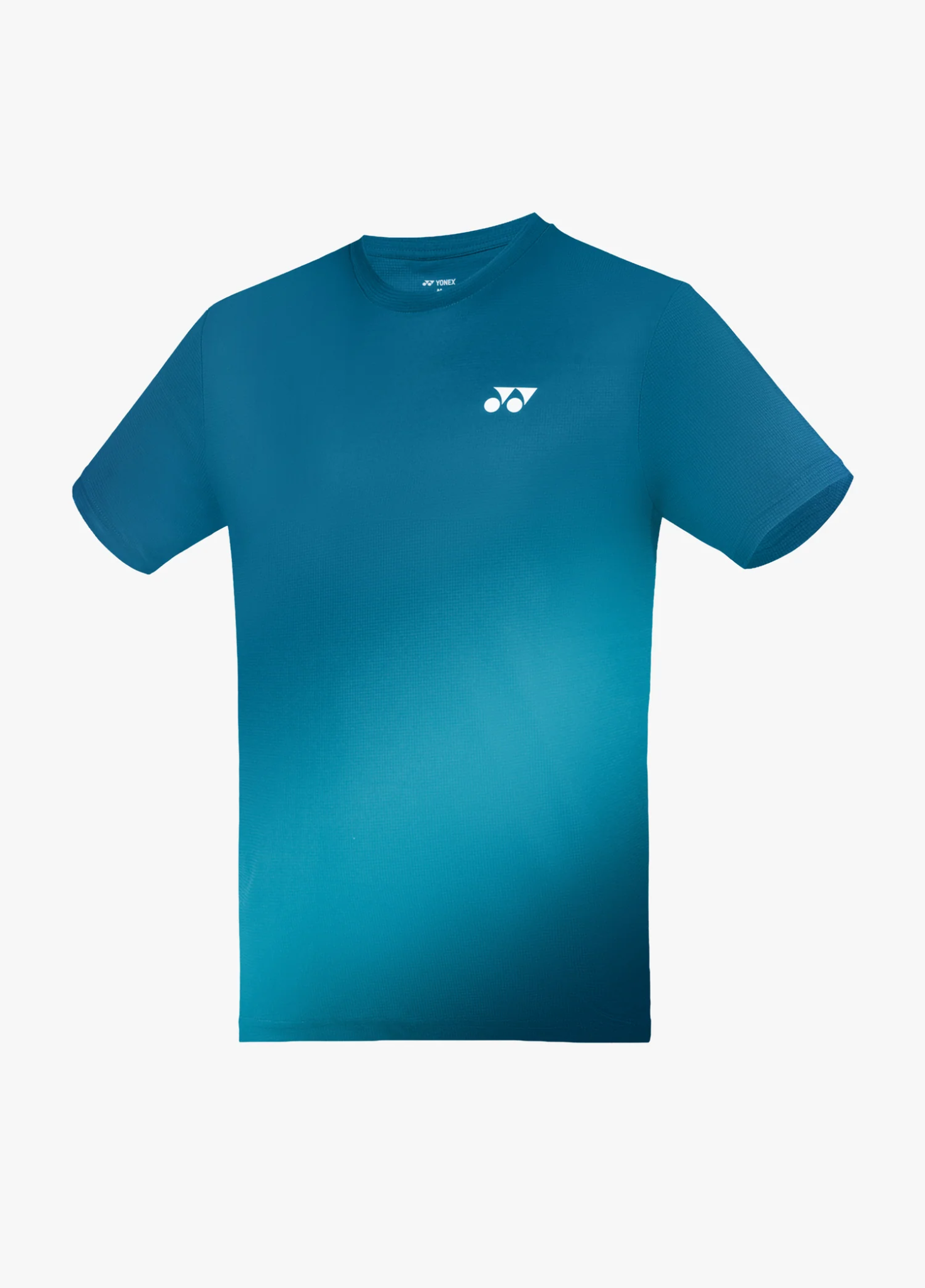 Áo cầu lông Yonex TRM3479 màu Mosaic Blue, chuyển sắc từ xanh teal đậm ở vai xuống xanh cyan sáng ở gấu