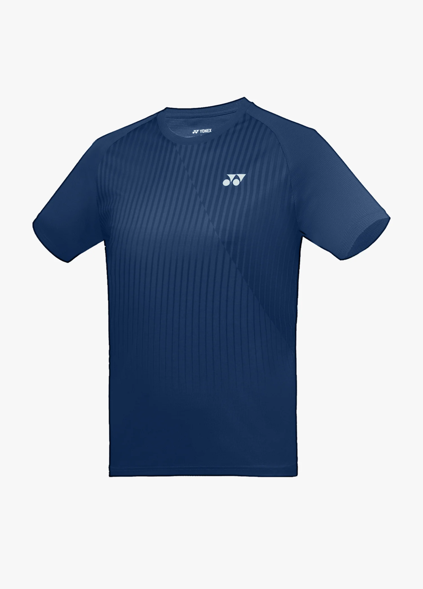Áo cầu lông Yonex TRM3497 màu Navy Peony xanh navy đậm, cổ tròn tay raglan, sọc dọc mảnh phủ thân