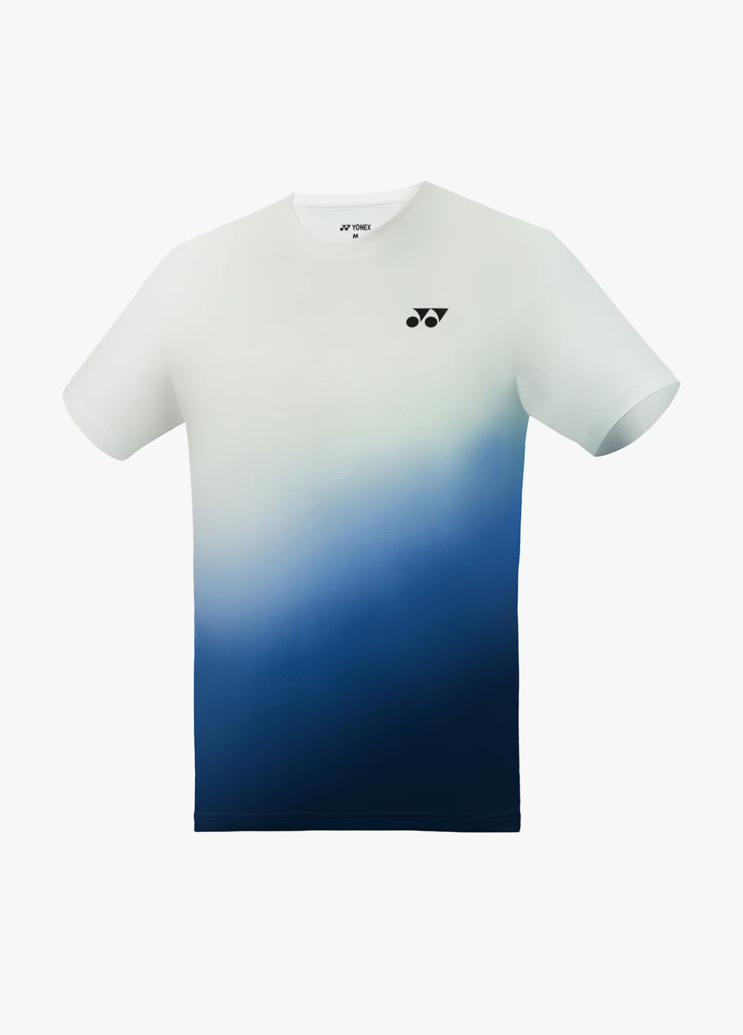 Áo cầu lông Yonex TRM3478 màu Navy Peony, vai và ngực trắng loang dần xuống xanh dương rồi navy đậm ở gấu, logo Yonex đen ngực trái