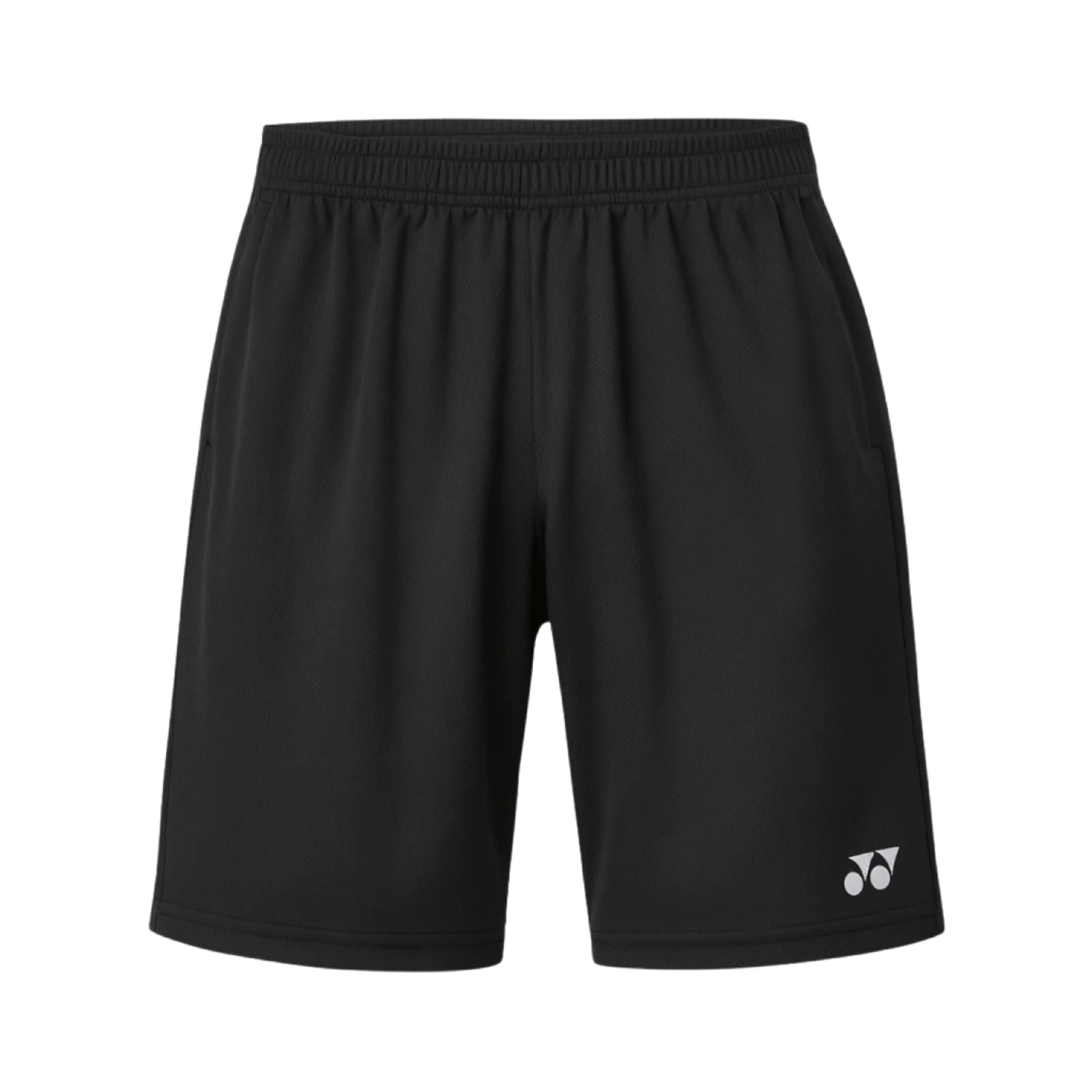 Quần cầu lông Yonex TSM3250 màu Jet Black đen trơn, cạp chun, túi hông, logo Yonex trắng nhỏ ở ống quần phải, mặt trước