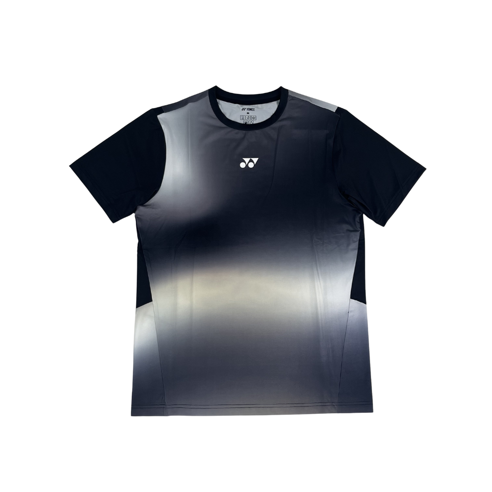 Áo cầu lông Yonex TRM3324 ngắn tay màu đen phối dải sáng gradient ngang thân, mặt trước