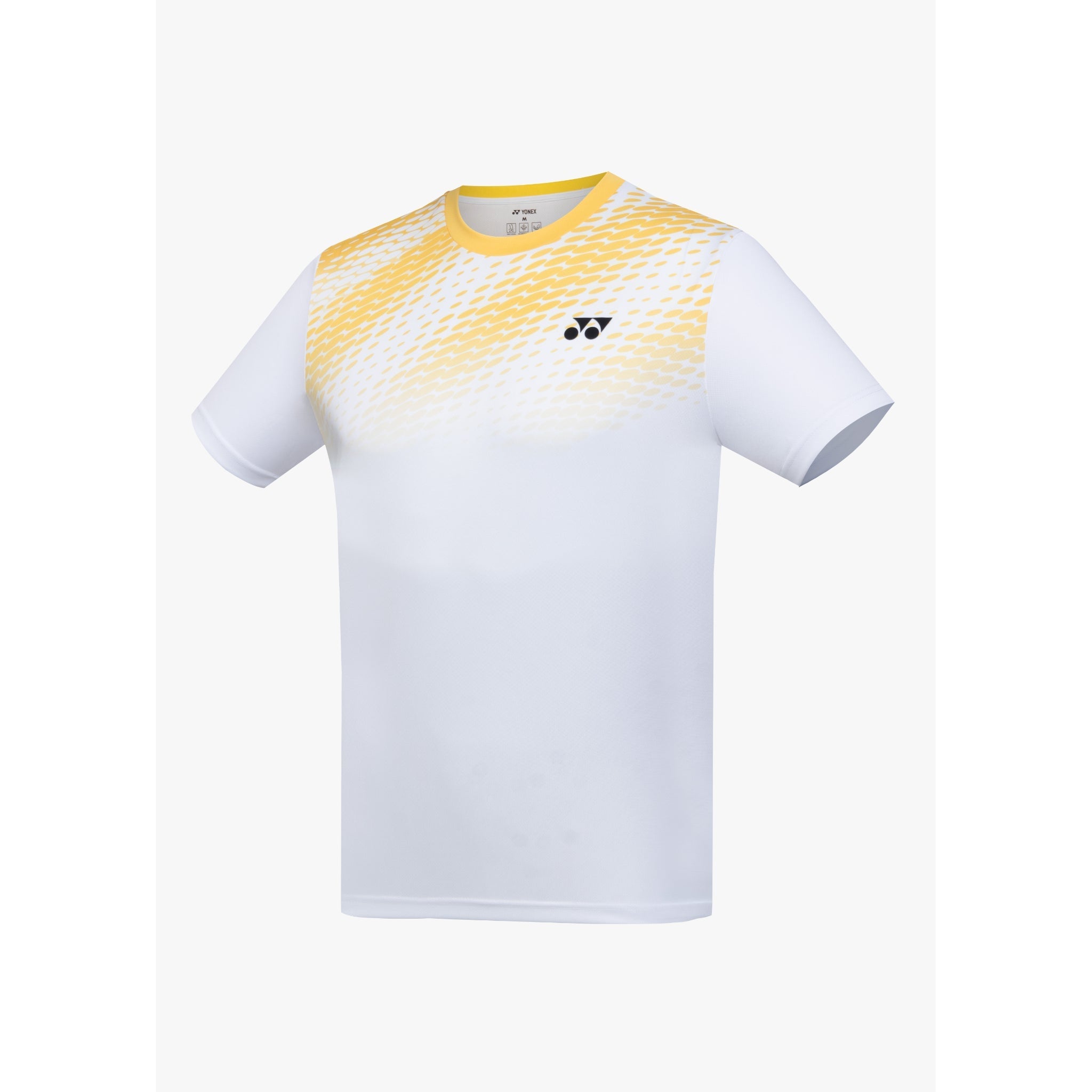 Áo cầu lông Yonex TRM3518 màu trắng mặt trước họa tiết vàng