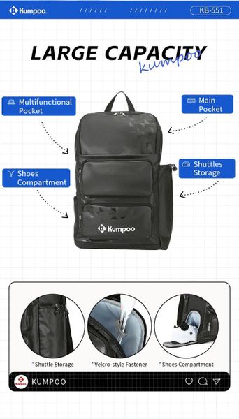 Balo Pickleballl Kumpoo KB - 551 Chính Hãng
