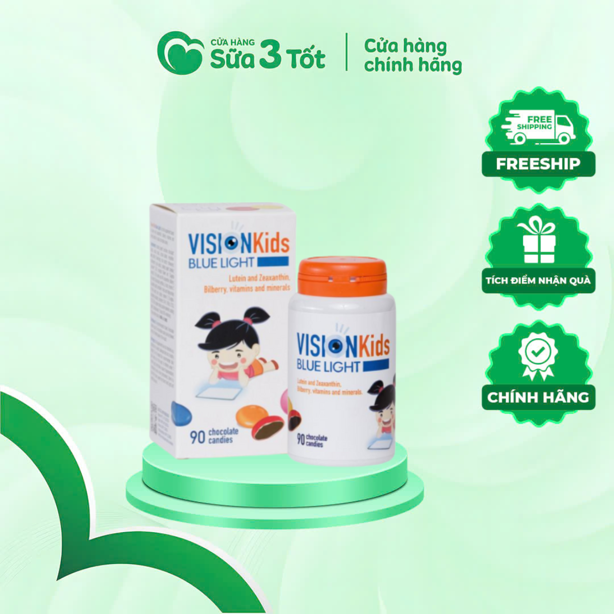 Viên Sáng Mắt Vision Kids Blue Night - Hộp 90V