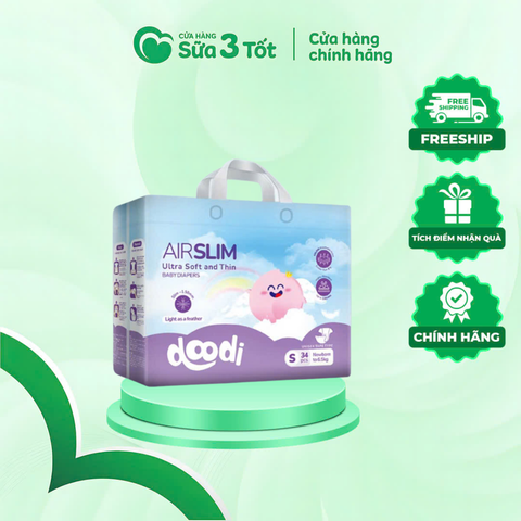 Bỉm Điều Hòa Doodi Airslim Cao Cấp Dán S34 (NB-5kg)