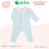 Bộ Nỉ Cúc Thẳng Thông Hơi Màu Xanh (0M-3M) - Yori