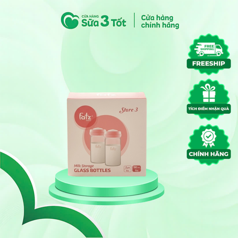 Bình Trữ Sữa Thủy Tinh Fatzbaby Store3 - Hộp 2 Bình - Màu Hồng