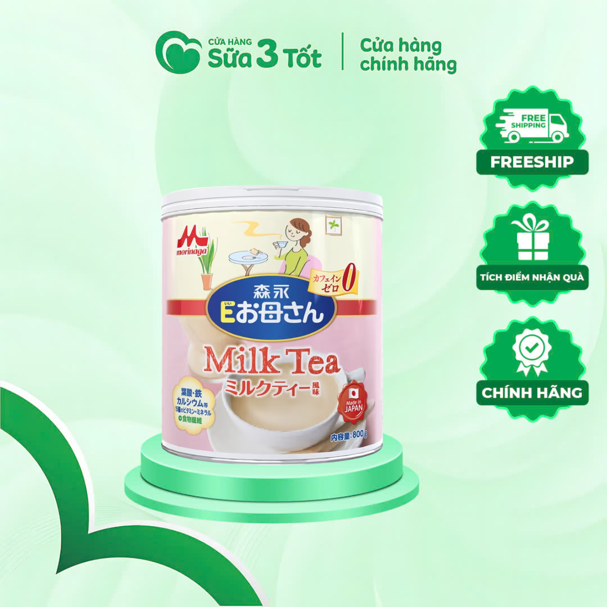 Sữa Bột Morinaga E-Okasan Vị Trà Sữa - 800g