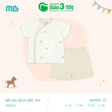 Bộ Cộc Tay Cài Lệch Rayon Màu Be (1M-3M) - Minh Baby