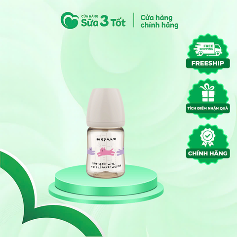 Bình Sữa Moyuum PPSU Chính Hãng - Hình Mèo Xám - 170ML
