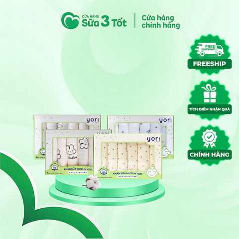 Khăn Sữa Muslin Cao Cấp - Yori - Hộp 6 Chiếc