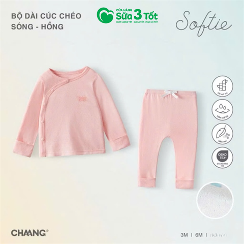 Bộ Dài Tay Cúc Chéo Sóng Hồng (6M+) - Chaang