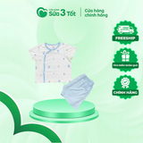 Bộ Sơ Sinh Cài Lệch Ngắn Tay Màu Xanh (6M-9M) - Bolly
