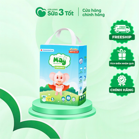 Bỉm Mây Organic - Dán - S60 (04-08Kg)