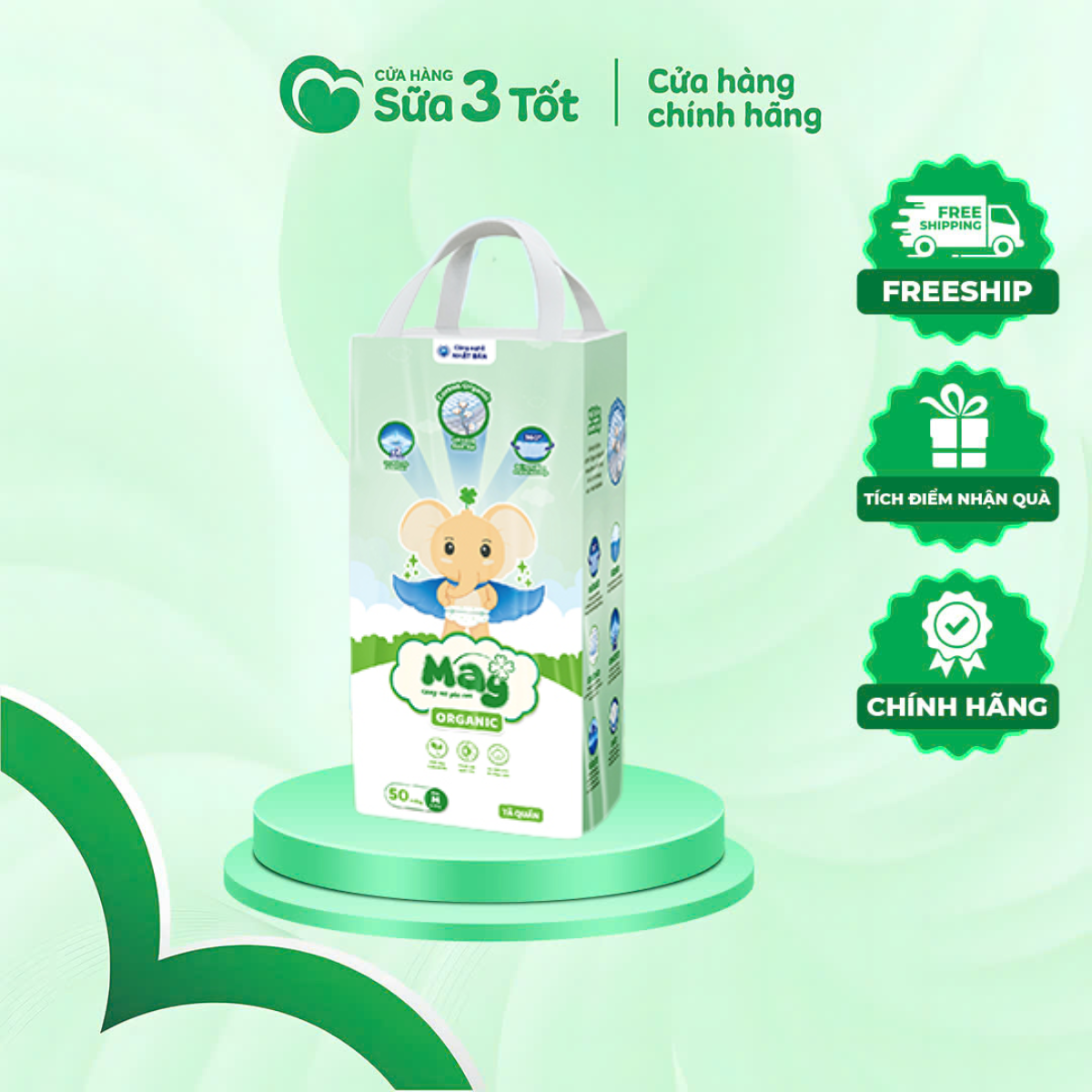 Bỉm Mây Organic - Quần - XXL40 (15-28Kg)
