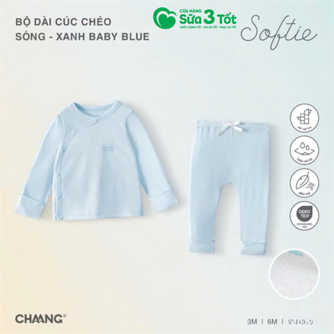 Bộ Dài Tay Cúc Chéo Sóng Xanh Baby Blue (3M+) - Chaang