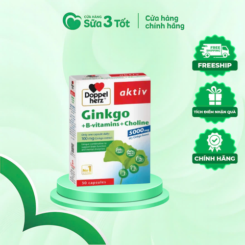 Viên Uống Hỗ Trợ Tăng Cường Tuần Hoàn Não Ginkgo - Doppelhez- Đức -Hộp 30 Viên