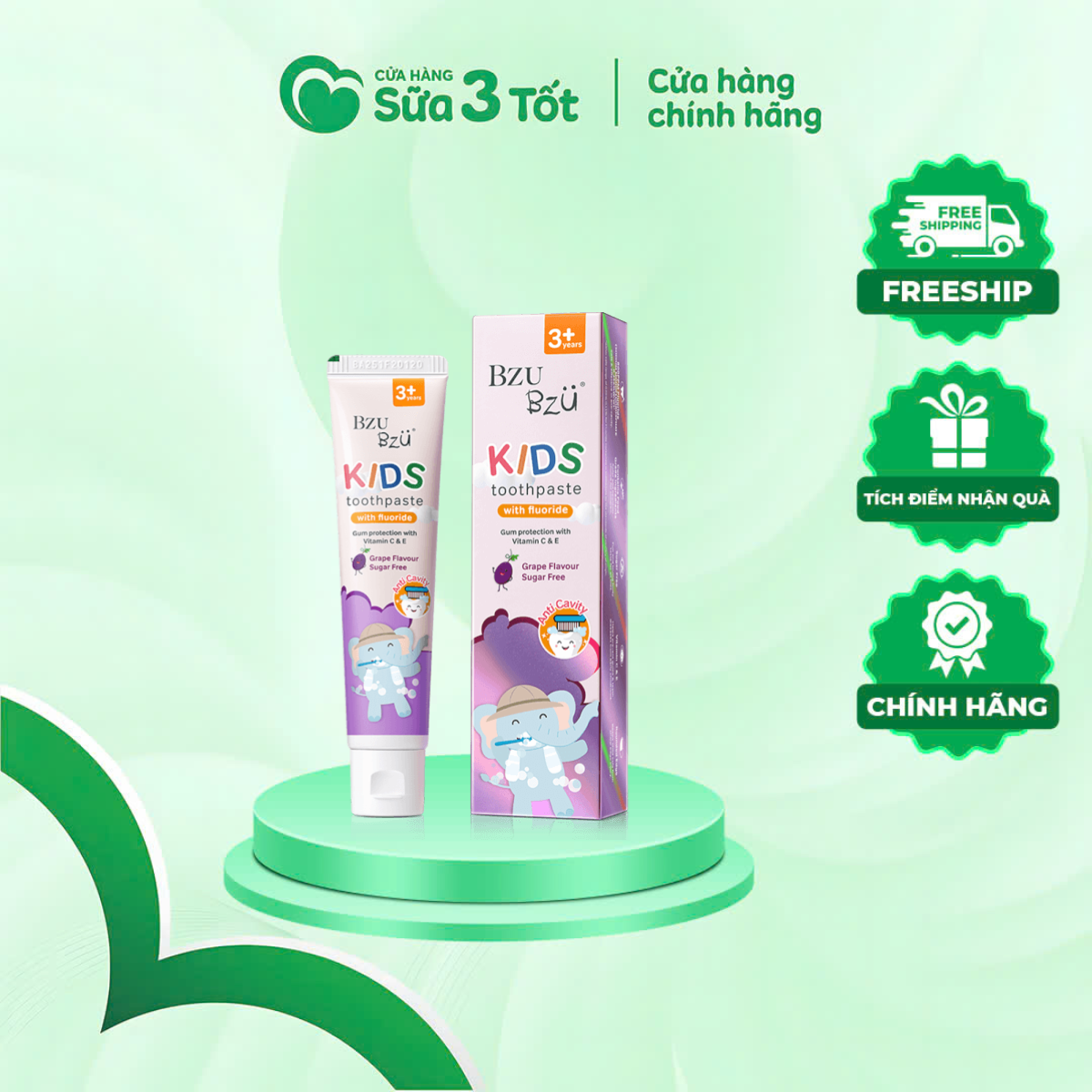 Kem Đánh Răng Bzu Bzu Hương Nho (3+)