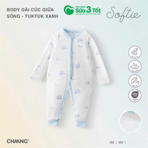 Bộ Body Dài Cúc Giữa Sóng Tuktuk Xanh (6M+) - Chaang